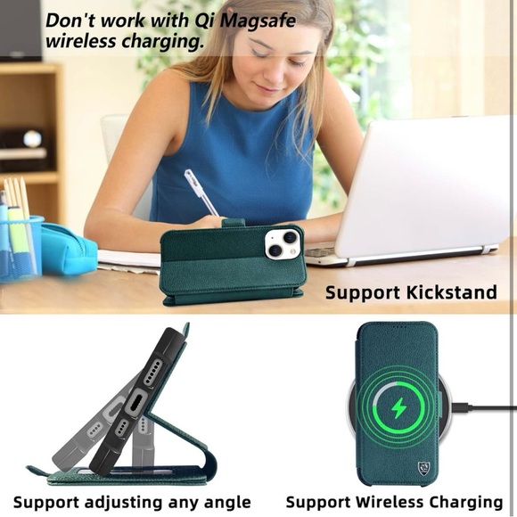 NIB iPhone 13 Green Wallet Phone Case and Screen Protector - Picture 11 of 12